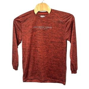 Outfitter Trading Co. Red Space Dye LS Jackson Hole Wy Knit Shirt Size Med‎